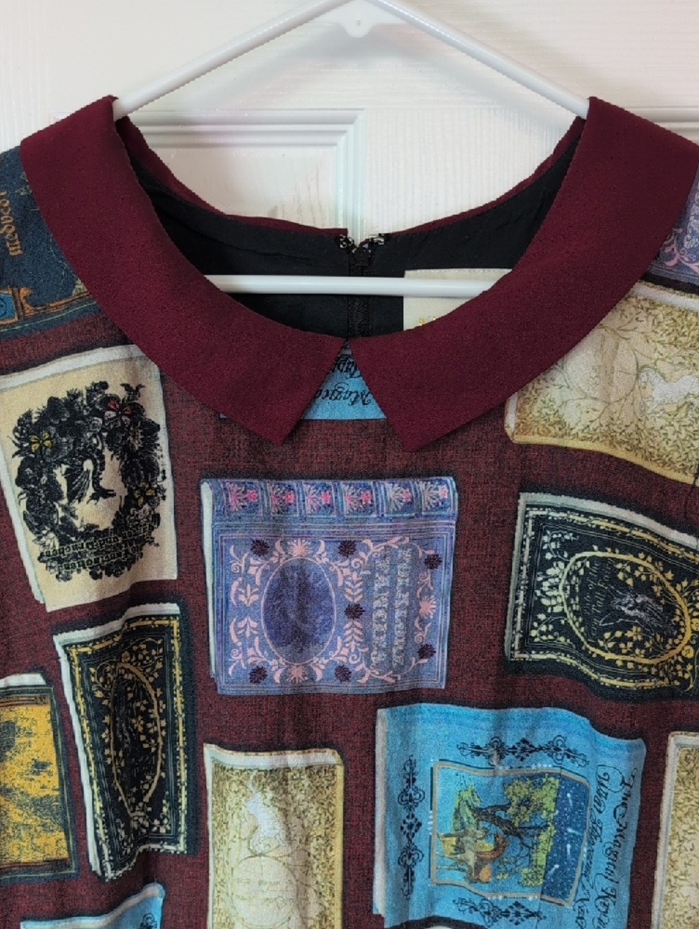 ModCloth Vintage 100% Cotton Burgundy Patchwork Print Dress - Picture 5 of 16